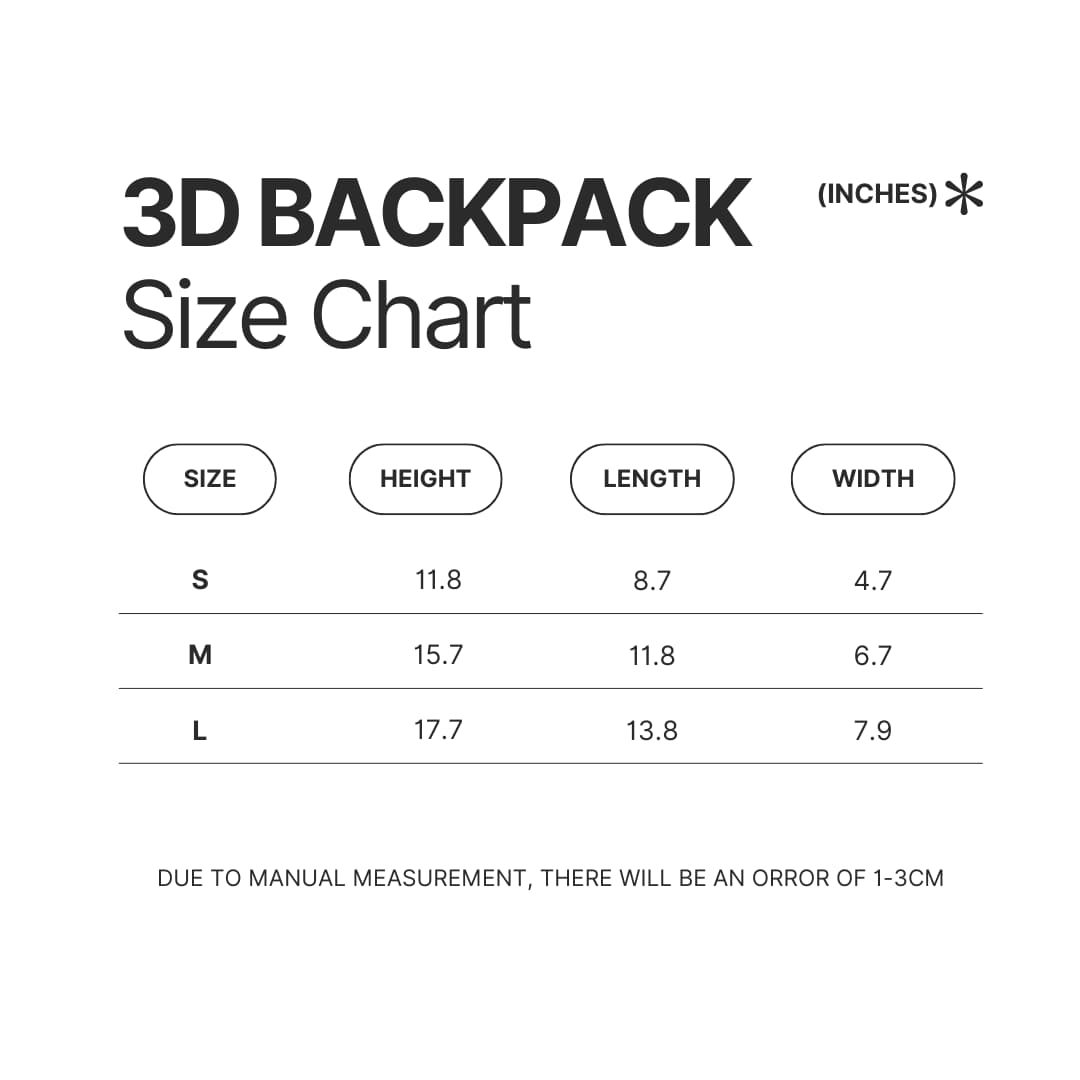 3D Backpack Size Chart - Gravity Falls UK Shop