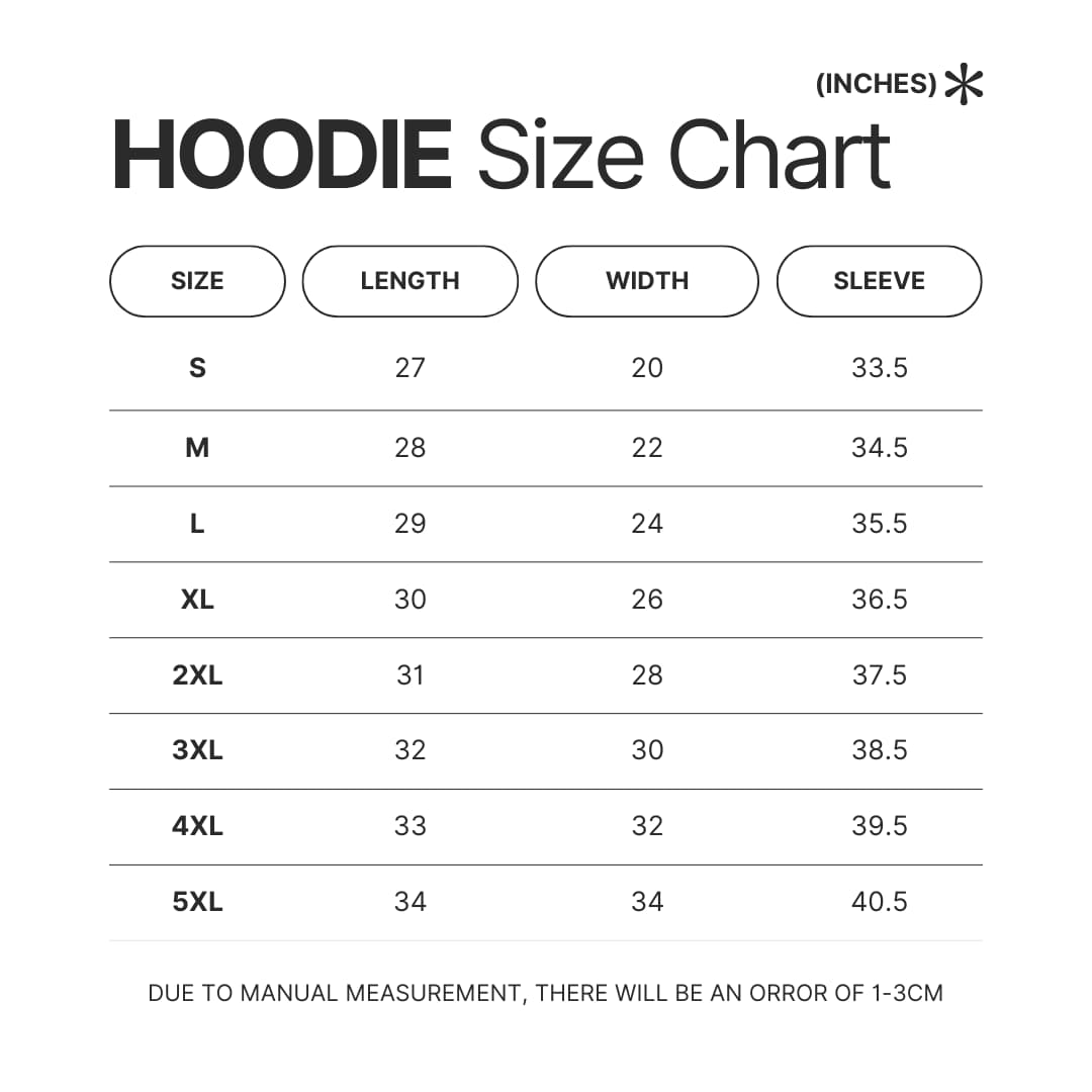 Hoodie Size Chart - Gravity Falls UK Shop