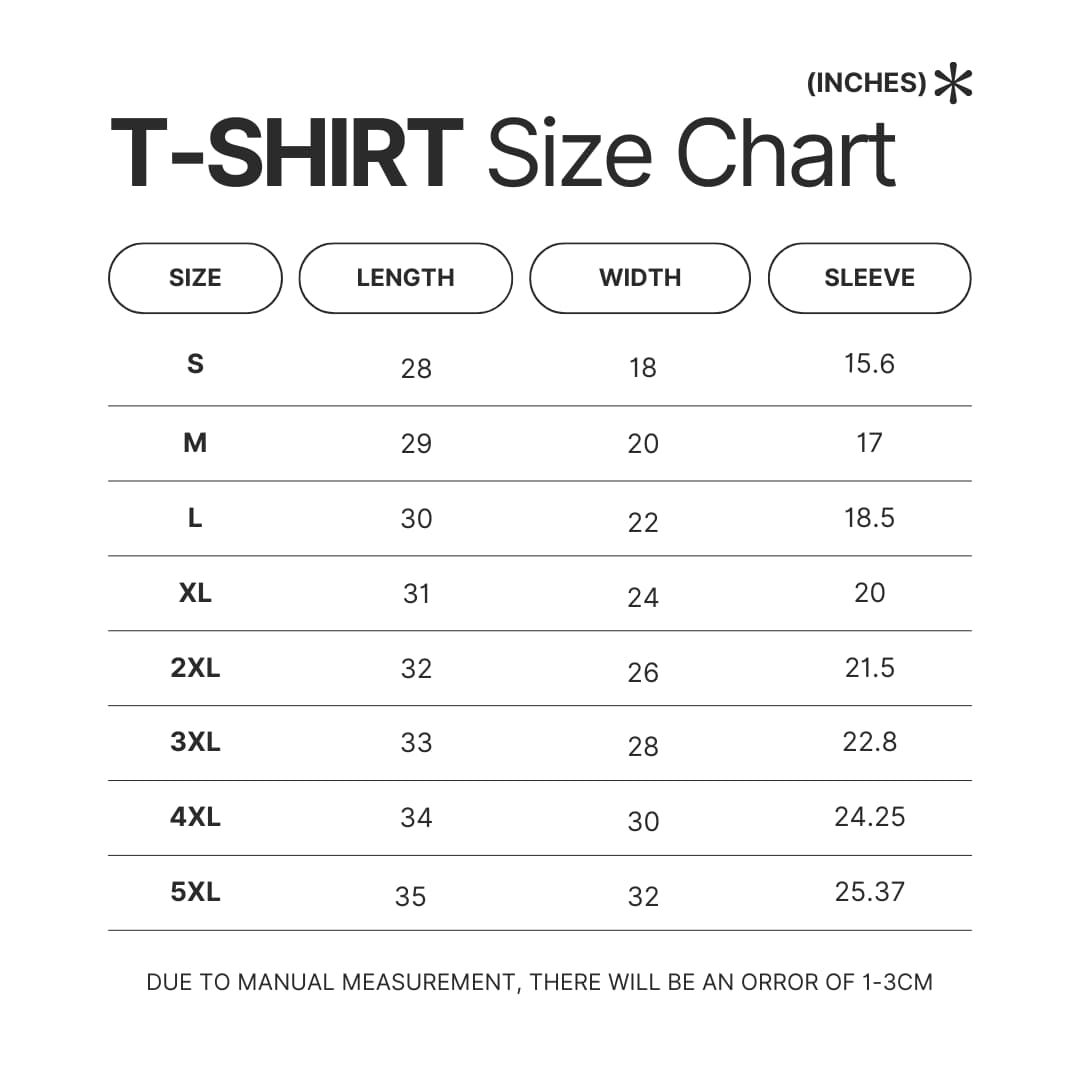 T shirt Size Chart - Gravity Falls UK Shop