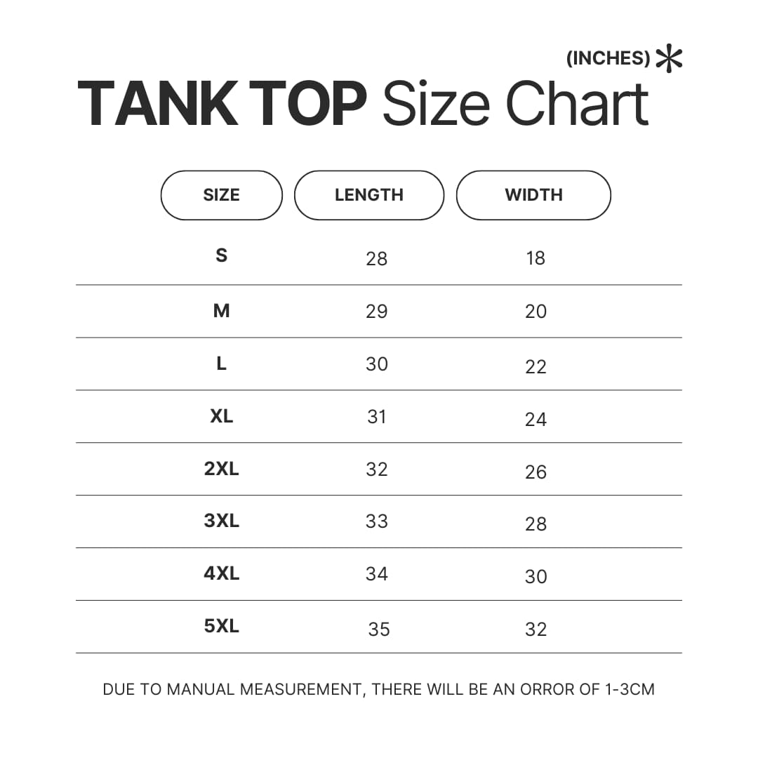 Tank Top Size Chart - Gravity Falls UK Shop